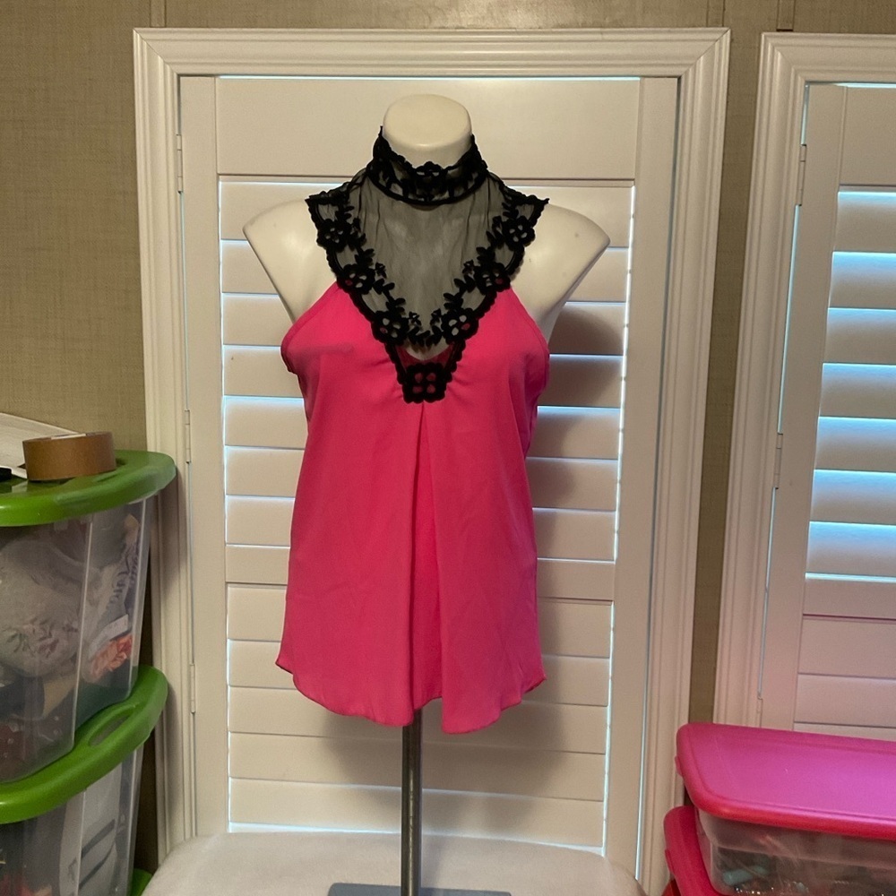 a'gaci Pink Camisole with Black Lace Detail